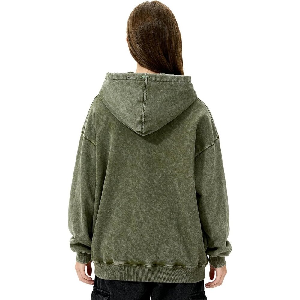 Men's Unisex Vintage Pullover Fall Winter Hoodies Sweatshirt Green Dream - Picture 4 of 7